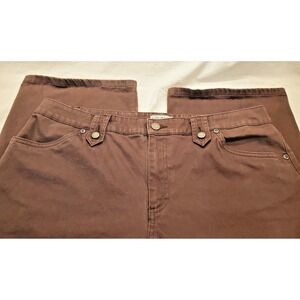 VTG Covington Womens‎ Sz 16 Brown Brushed Bootcut Jeans Tab Loop 4 Pocket Style